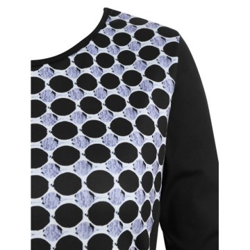 Polka Dot Zipper Embellished Longline Tee - Black