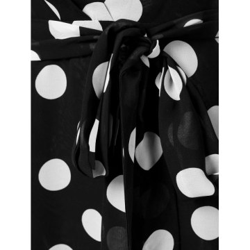 Polka Dots axi V Neck Wrap Dress - Black