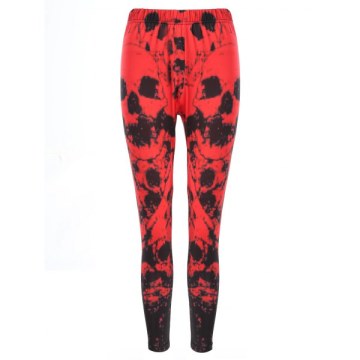 Print Color Block Leggings - Red