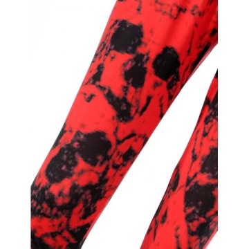 Print Color Block Leggings - Red