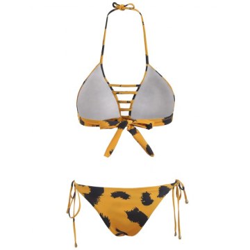 Printed elf Tie Halter tring Bikini et - un Yellow