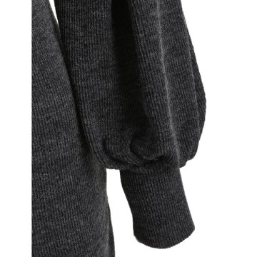 Puff Sleeve Mini Sweater Dress - Dark Gray