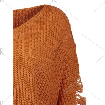 Pullover Ripped V Neck Sweater - Earthy