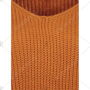 Pullover Ripped V Neck Sweater - Earthy