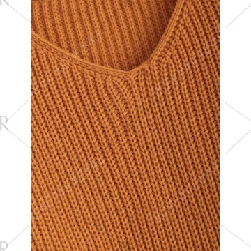 Pullover Ripped V Neck Sweater - Earthy