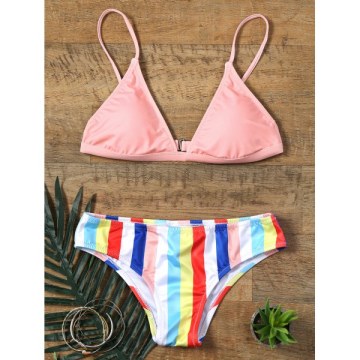 Rainbow Striped Print Skimpy Bikini -