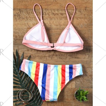 Rainbow Striped Print Skimpy Bikini -