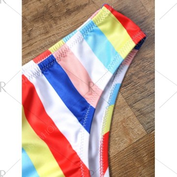 Rainbow Striped Print Skimpy Bikini -