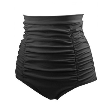 Retro High Waisted Bikini Bottom - Black