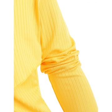 Ribbed Long Sleeve Cross Front Top - Goldenrod
