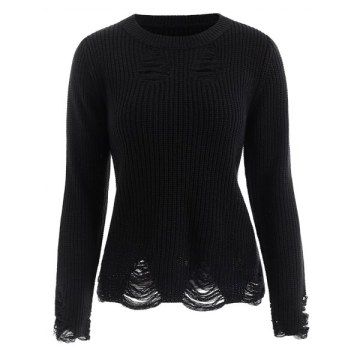 Ribbed Ripped weater - Black