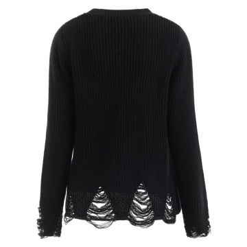 Ribbed Ripped weater - Black