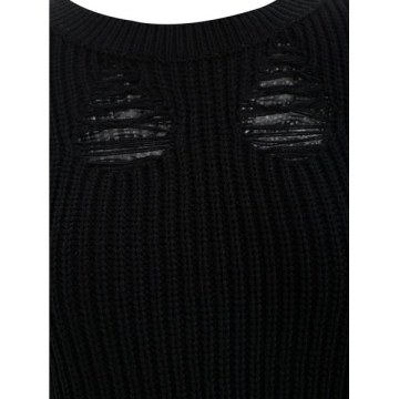 Ribbed Ripped weater - Black