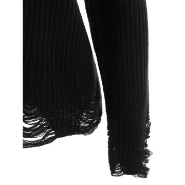 Ribbed Ripped weater - Black