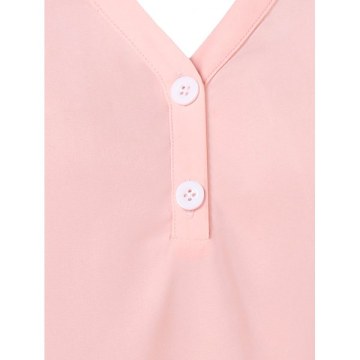 Roll Tab Sleeve Lace Embellished Blouse - Light Pink