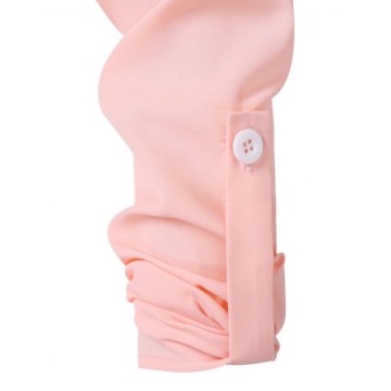 Roll Tab Sleeve Lace Embellished Blouse - Light Pink