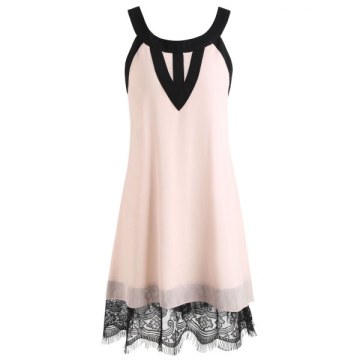 Round Neck ummer Chiffon Dress - Pink Bubblegum