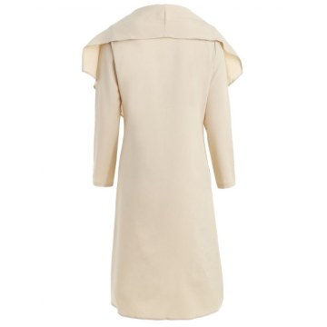 Ruffle-front Drape Coat - Beige