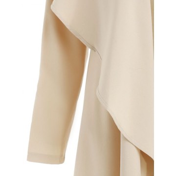 Ruffle-front Drape Coat - Beige