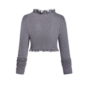 Ruffle Long Sleeve T Shirt with Ditsy Print Tank Top - Red Wine