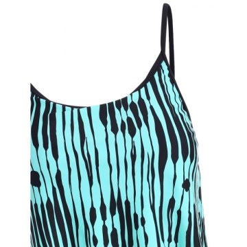 Ruffle Trim Printed wim Top - ea Green