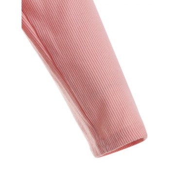 Ruffled Cutout Shoulder Tee - Pig Pink