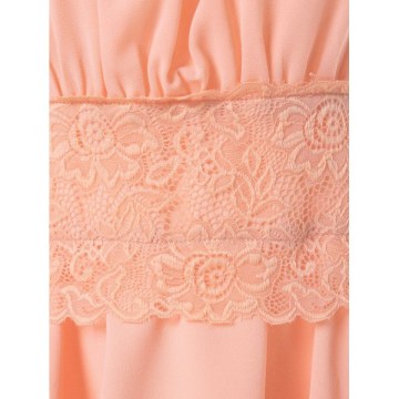 Ruffled ace Insert Peplum Blouse - ight Pink
