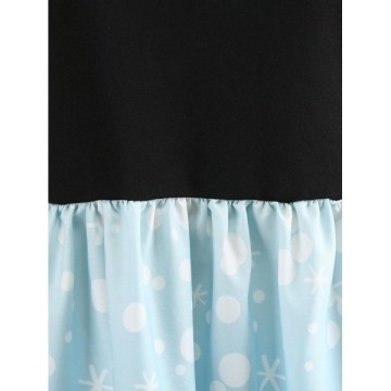 anta Claus and Elk Print Vintage Dress - Black