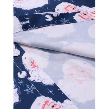 Santa Claus Pattern Long Sleeve Shirt - Cadetblue
