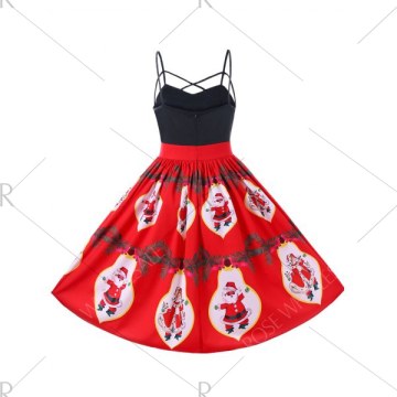 Santa Claus Strappy Swing Dress - Red