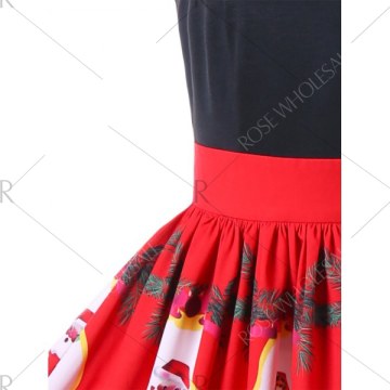 Santa Claus Strappy Swing Dress - Red
