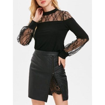 See Through Floral ace T-shirt - Black