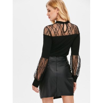 See Through Floral ace T-shirt - Black