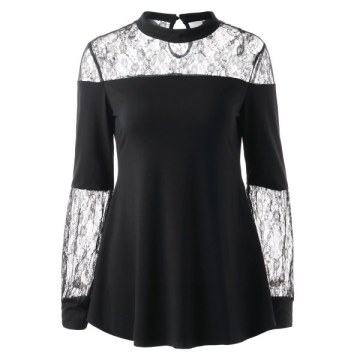 See Through Floral ace T-shirt - Black