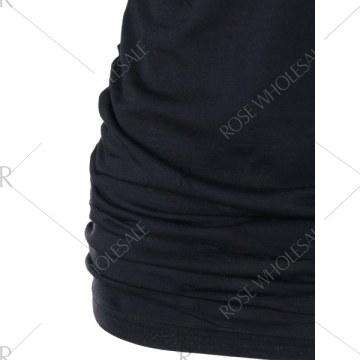 Sequin Ruched Criss Cross T-shirt - Black