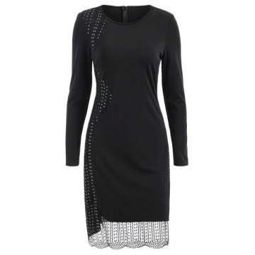 Sequined Sheath Dress - Black