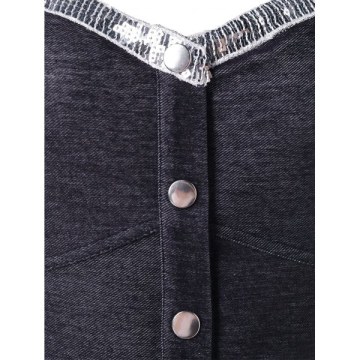 Sequins Denim Tank Top - Dark Gray