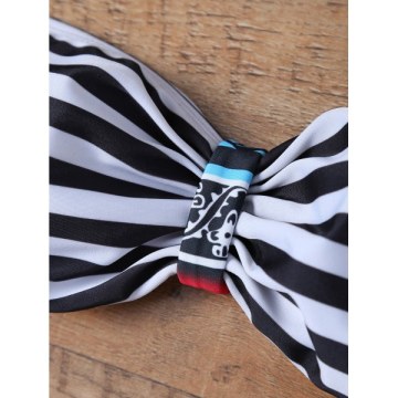 Sexy Halter Neck Striped Ethnic Print Women's Bikini Set -