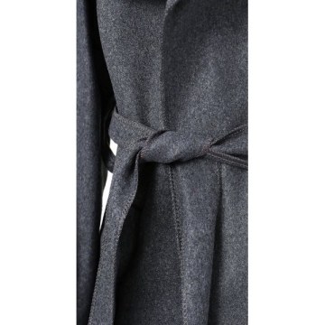 hawl Collar Belted Coat - late Gray