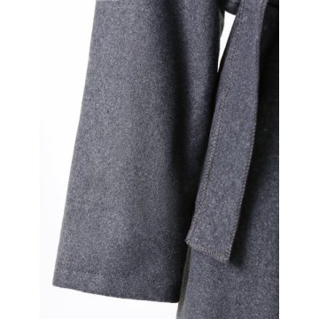 hawl Collar Belted Coat - late Gray