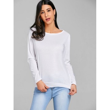 Sheer Lace Panel Cut Out T-shirt - White