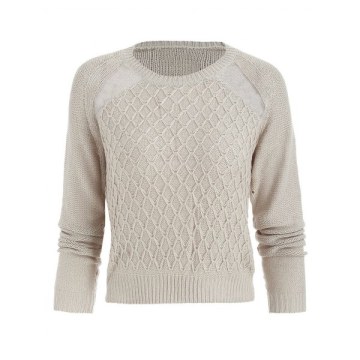 Sheer esh Insert Pullover Sweater - Beige
