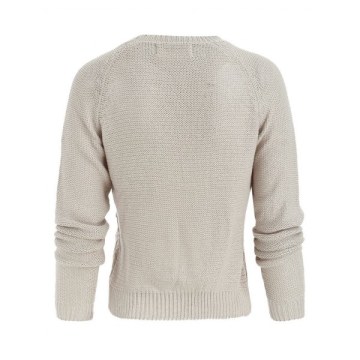 Sheer esh Insert Pullover Sweater - Beige