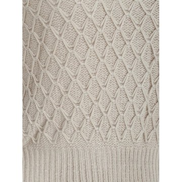 Sheer esh Insert Pullover Sweater - Beige