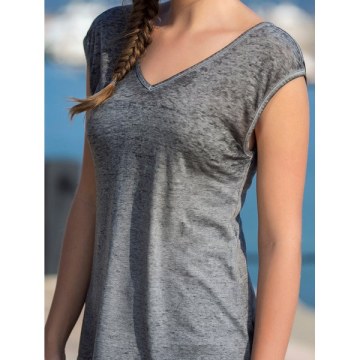 Short Sleeve Cut Out Back Top - Gray