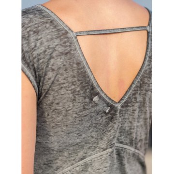 Short Sleeve Cut Out Back Top - Gray