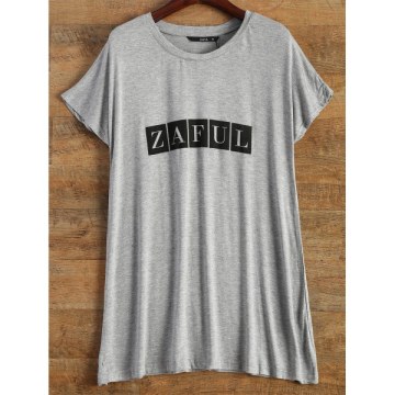 Short Sleeve Logo and Wing Print T-Shirt - Gray One Size(fit Size Xs To