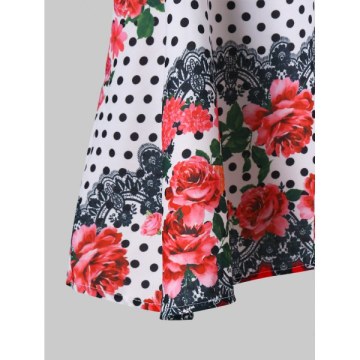 Shoulder Cut Flounce Trim Printed Blouse -