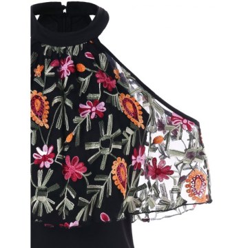 Shoulder Cut ace Panel Pencil Dress - Black