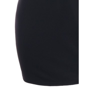 Shoulder Cut ace Panel Pencil Dress - Black